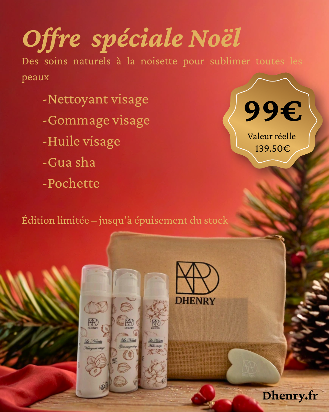 Cadeau spécial Noël : La gamme noisette, la gua sha et la pochette